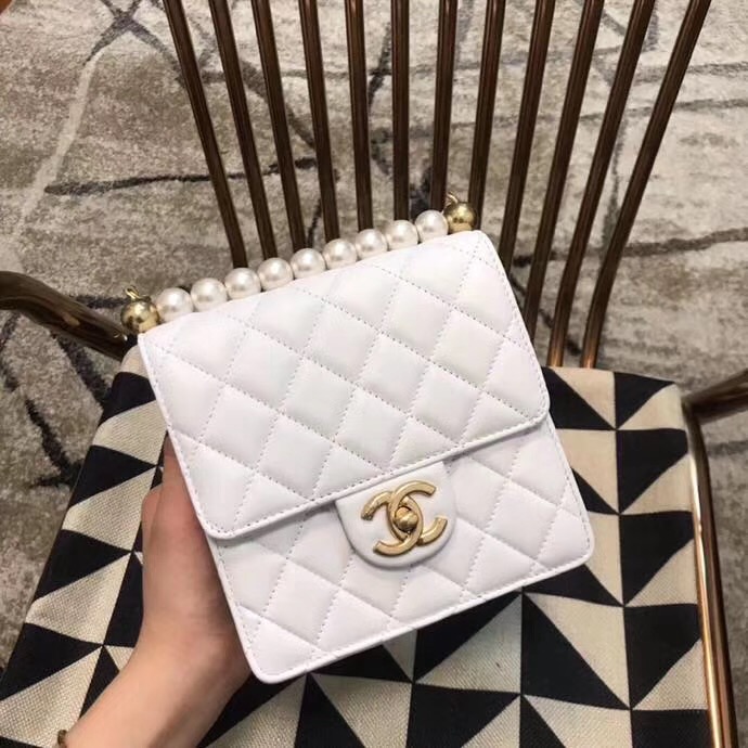Chanel Flap Shoulder Bag Sheepskin Leather 77398 white