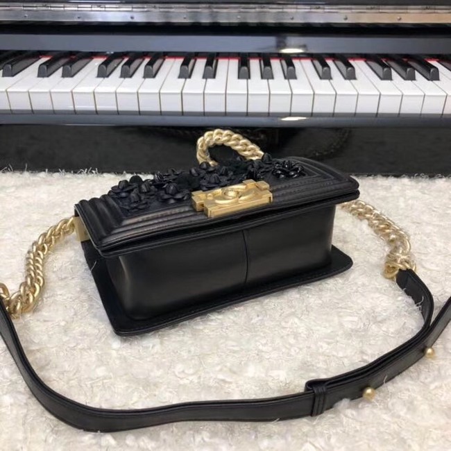 Chanel Leboy Original Calfskin leather Shoulder Bag E67085 black & Gold-Tone Metal