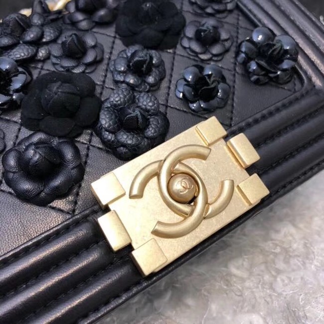 Chanel Leboy Original Calfskin leather Shoulder Bag E67085 black & Gold-Tone Metal