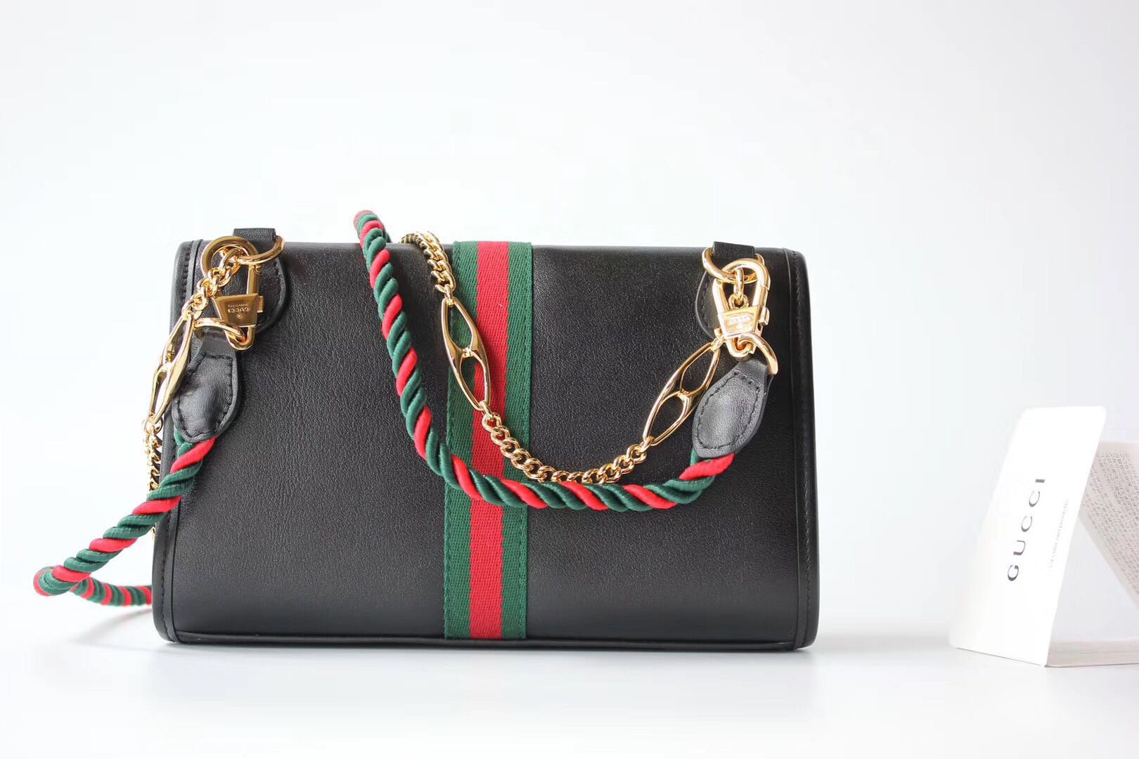 Gucci GG Leather Shoulder Bag 570145 black