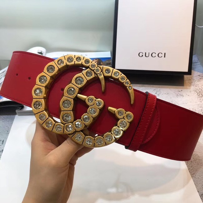 Gucci Wide leather with crystal Double G buckle 550110 red