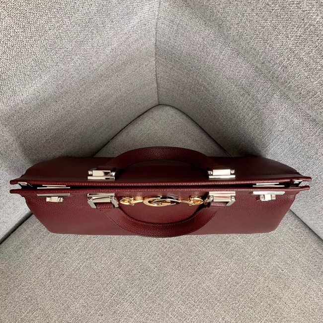 Gucci Zumi grainy leather medium top handle bag 564714 Burgundy