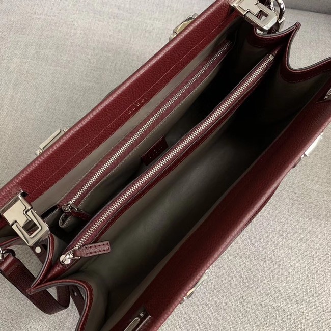 Gucci Zumi grainy leather medium top handle bag 564714 Burgundy
