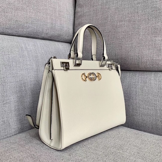 Gucci Zumi grainy leather medium top handle bag 564714 white