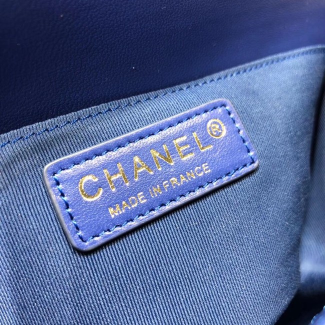 Chanel Leboy Original Calfskin leather Shoulder Bag G67086 blue & silver -Tone Metal