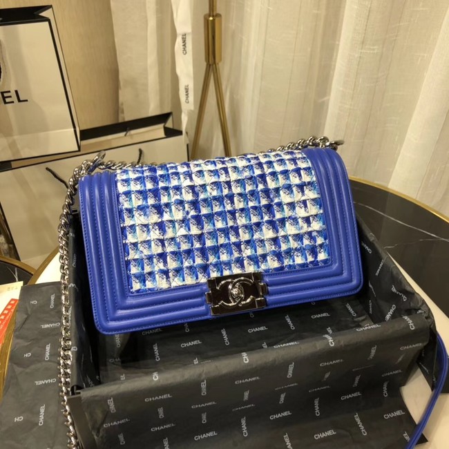 Chanel Leboy Original Calfskin leather Shoulder Bag G67086 blue & silver -Tone Metal