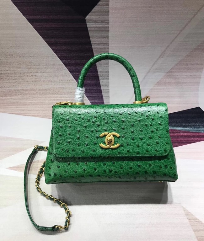 Chanel flap bag with top handle B93737 green