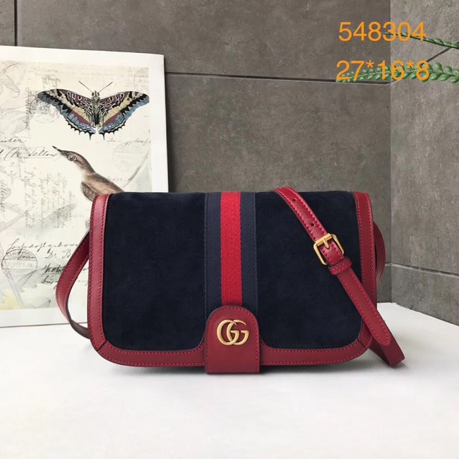 Gucci Ophidia GG Supreme small suede shoulder bag 548304 Dark blue