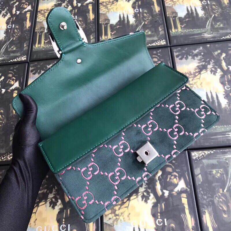 Gucci Dionysus GG velvet small shoulder bag 499623 green