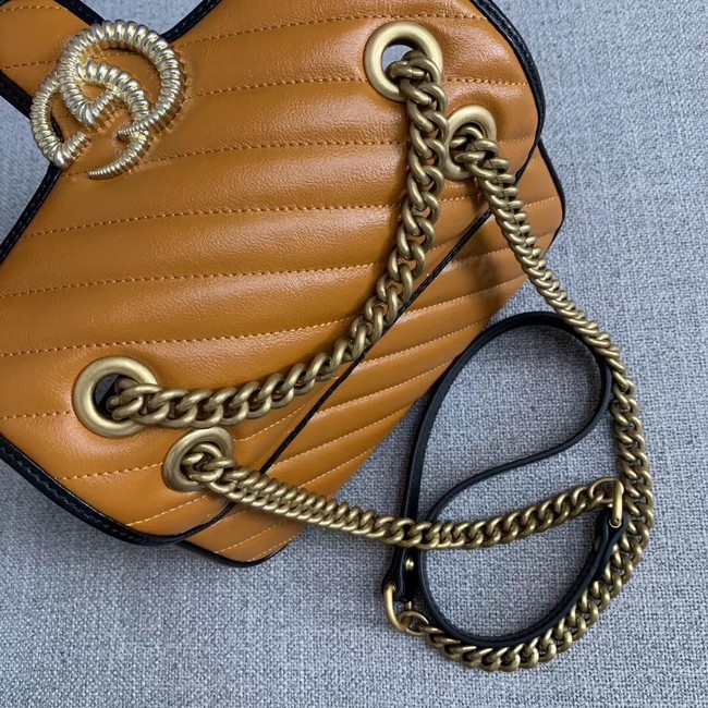Gucci GG Marmont small shoulder bag 446744 Cognac diagonal