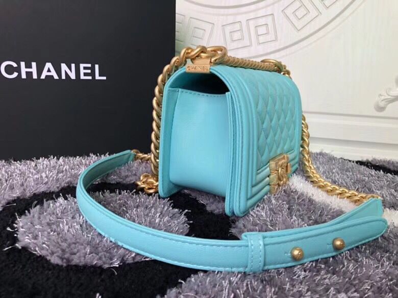 Boy Chanel Flap Shoulder Bag Sheepskin Leather A67085 Blue