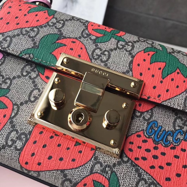 Gucci Padlock GG Strawberry small shoulder bag 409487 Strawberry print