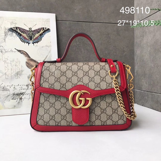 Gucci GG Marmont small top handle bag 498110 red