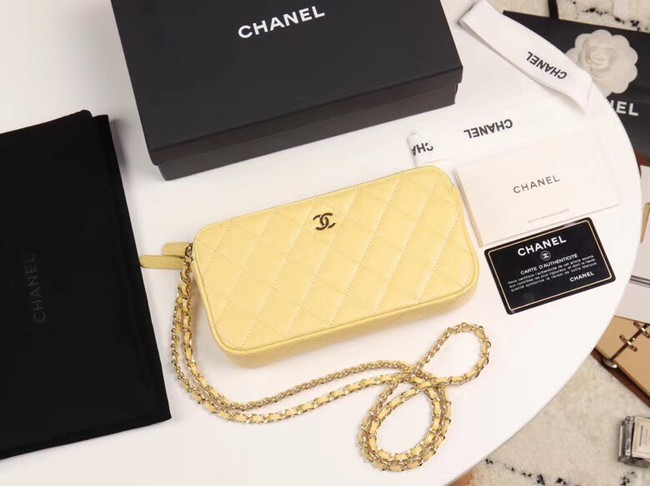 Chanel Calfskin & Gold-Tone Metal A82527 yellow