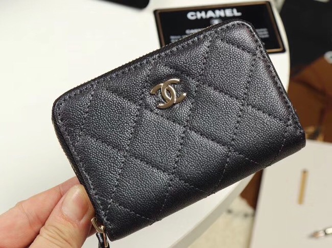 Chanel classic card holder Grained Calfskin & Gold-Tone Metal A69271 black