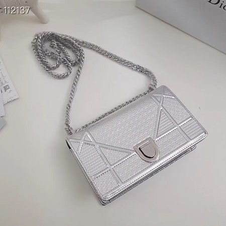 Dior DIORAMA leather Chain bag S0328 silver