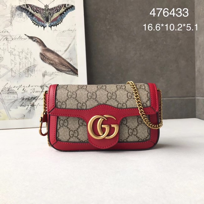 Gucci GG Supreme canvas 476433 Mini Shoulder Bag red