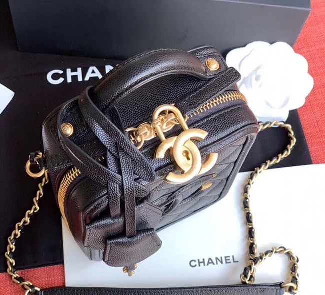 Chanel vanity case Grained Calfskin & Gold-Tone Metal AS0988 black
