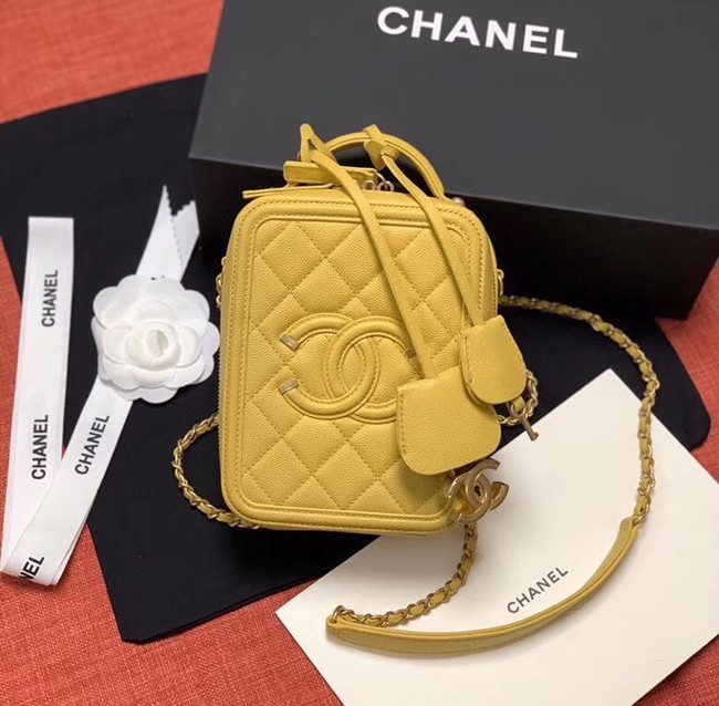 Chanel vanity case Grained Calfskin & Gold-Tone Metal AS0988 yellow