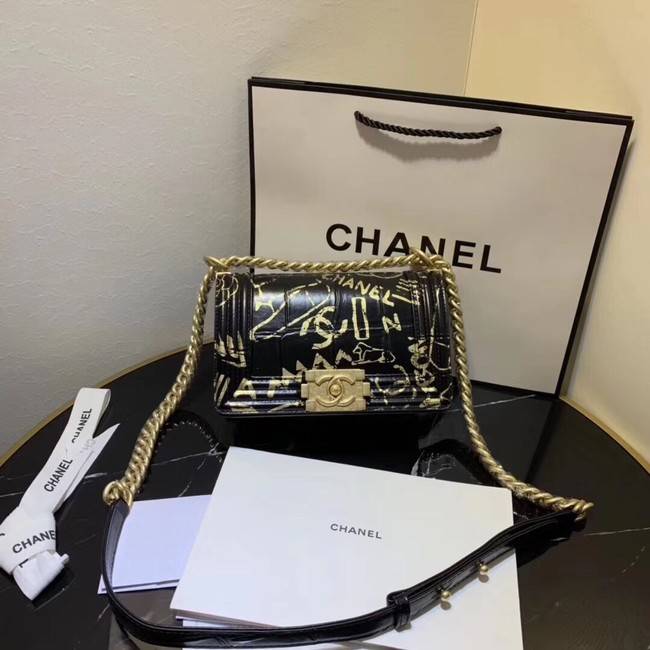 Chanel Le Boy Flap Shoulder Bag Original Leather Black TY67085 Gold