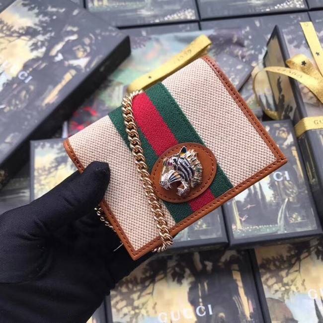 Gucci Rajah chain card case wallet 573790 Brown