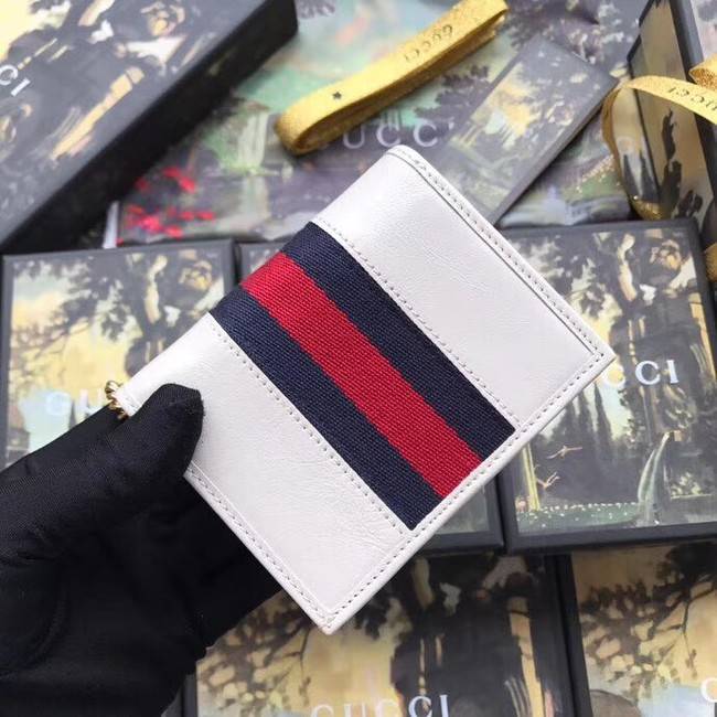 Gucci Rajah chain card case wallet 573790 White