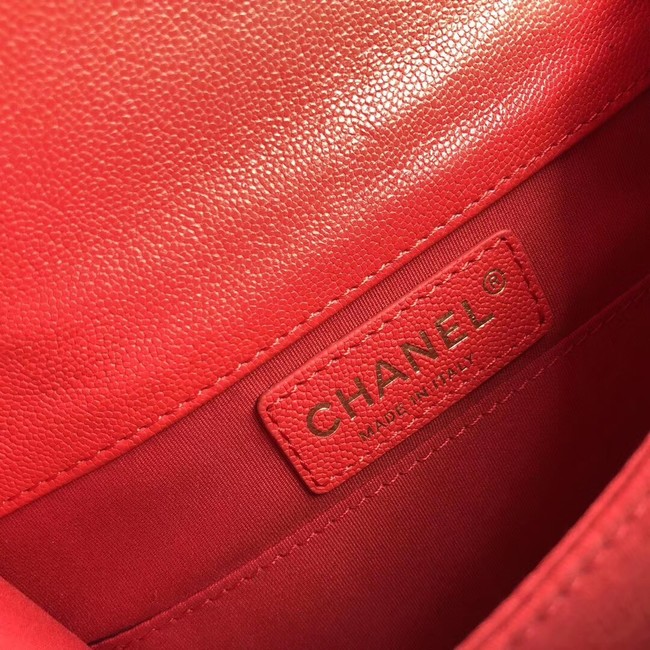 Boy chanel handbag Grained Calfskin & Gold-Tone Metal VS0130 red