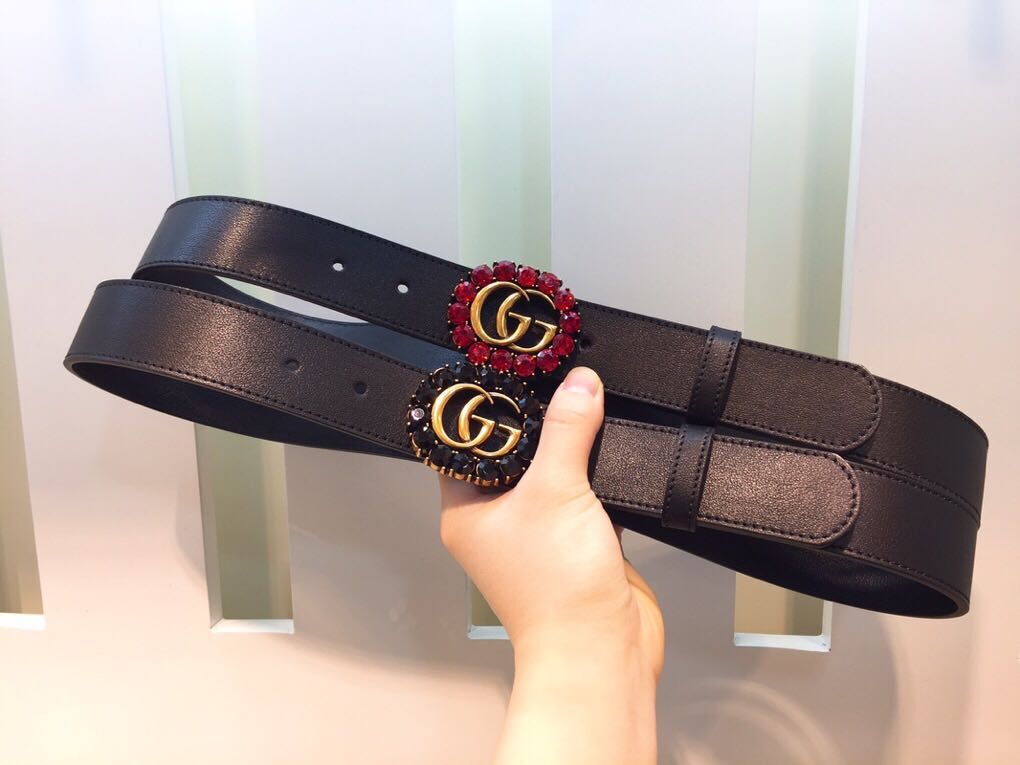 Gucci 2CM Leather Belt 414521 Black