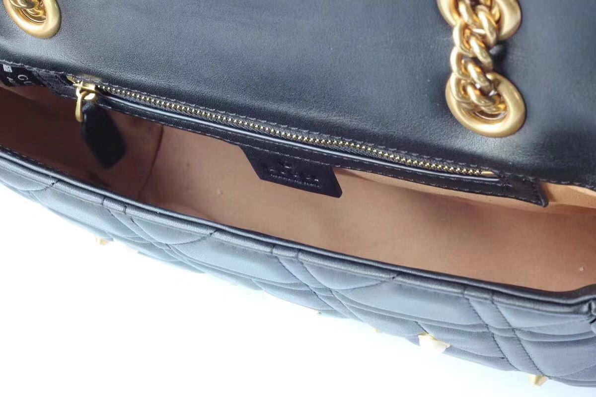  Gucci Now Marmont Mmatelasse Shoulder Bag 443497 Black
