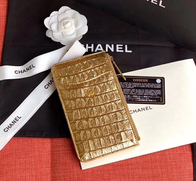 Chanel Calfskin & Gold-Tone Metal A81598 Gold