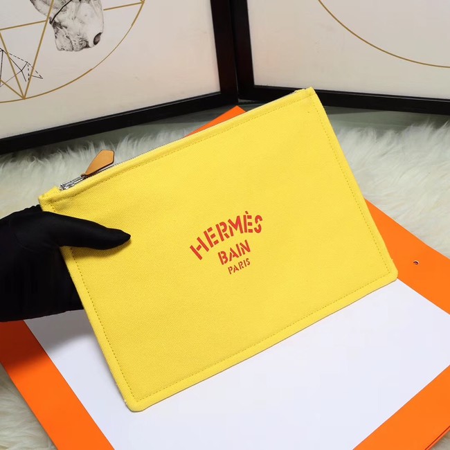 Hermes Cosmetic Bag H3700 Lemon Yellow