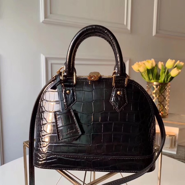 Louis Vuitton Crocodile Pattern Leather Bag N90897 Black