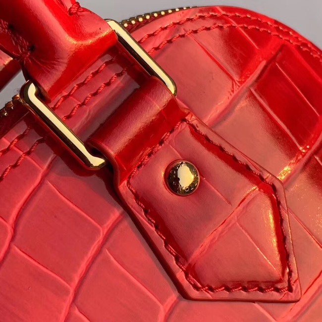 Louis Vuitton Crocodile Pattern Leather Bag N90897 Red