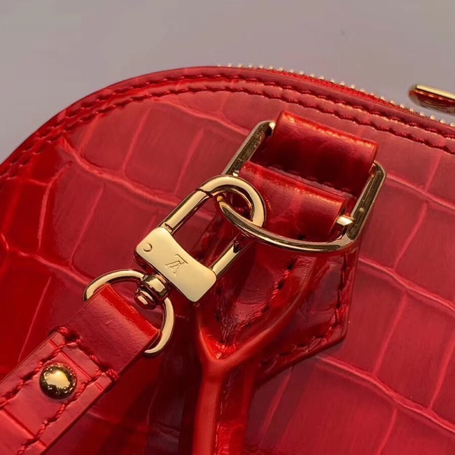 Louis Vuitton Crocodile Pattern Leather Bag N90897 Red