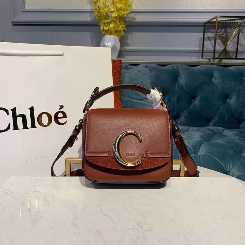 Chloe Original Calfskin Leather Top Handle Small Bag 3S030 Brown