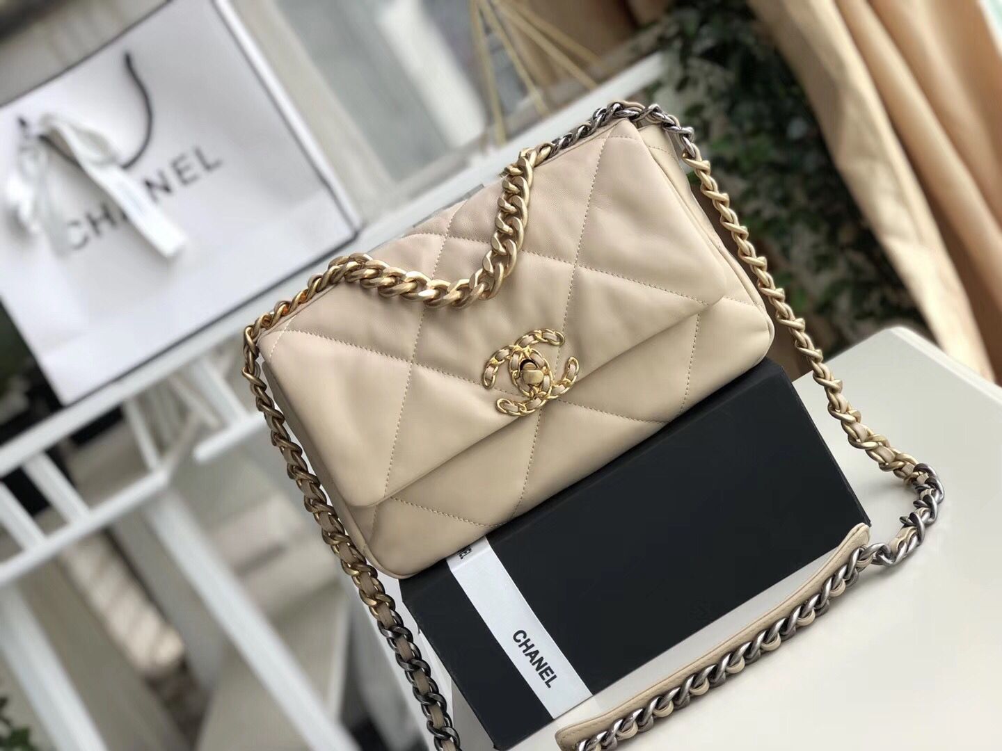 Chanel Original Soft Leather Chain Bag CC9237 Cream