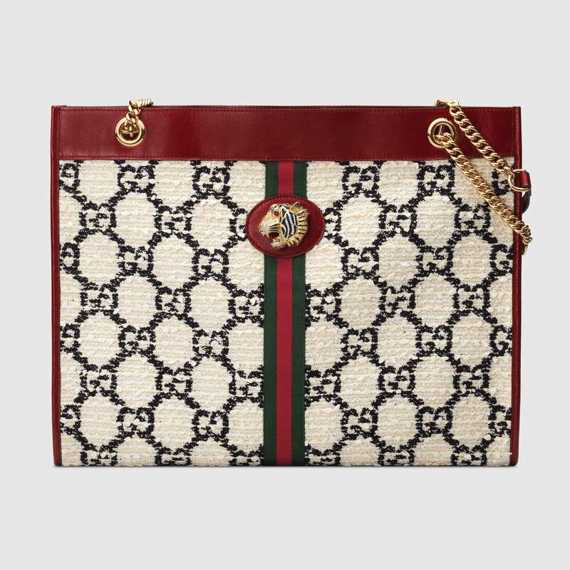 Gucci Rajah GG tweed large shopping bag 537219 white
