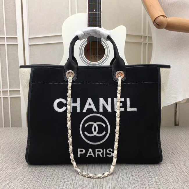 Chanel Canvas Tote Shopping Bag 9098 black