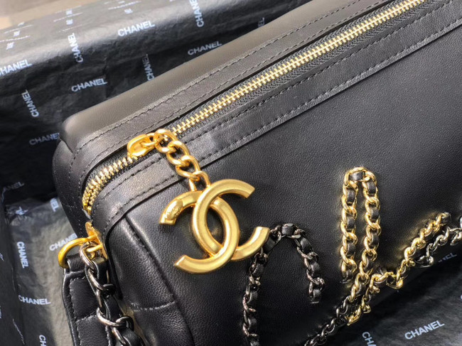 Chanel Original Soft Leather Chain Bag & Gold-Tone Metal AS1531 black