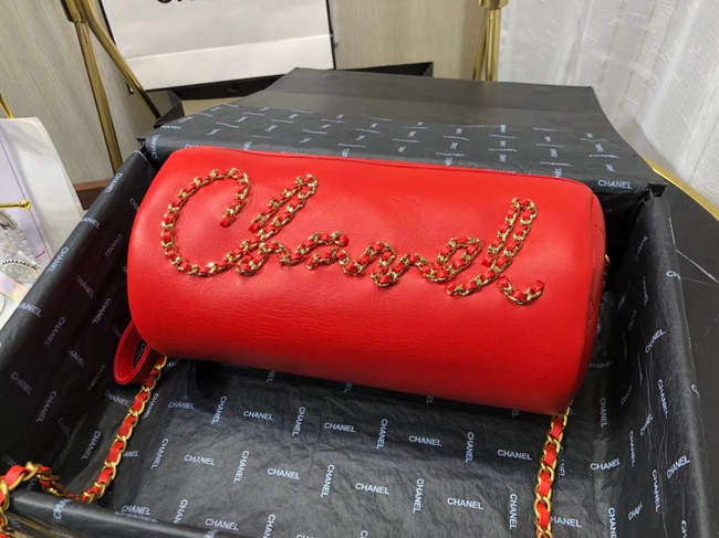 Chanel Original Soft Leather Chain Bag & Gold-Tone Metal AS1531 red