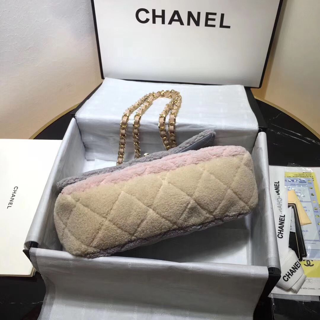 Chanel Classic Shoulder Bag Original Wool A57030 Gray&Pink