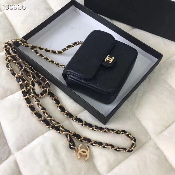 Chanel flap bag Calfskin & Gold-Tone Metal AS1196 Black