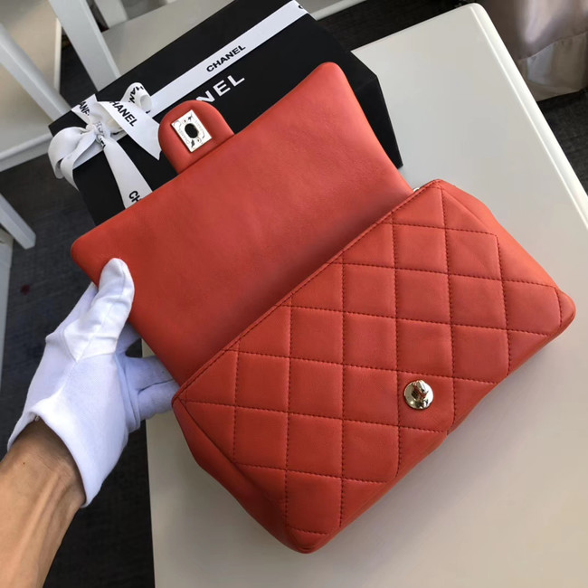 Chanel Lambskin Flap Bag &gold-Tone Metal AS1353 red