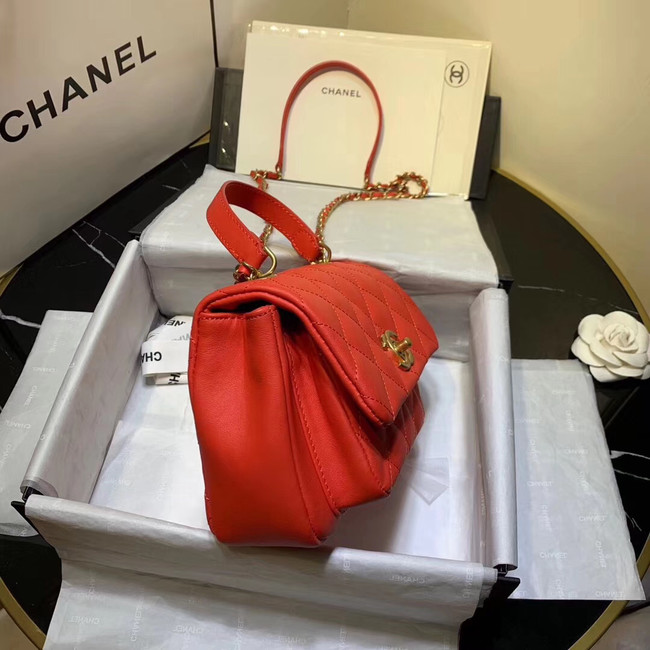 Chanel flap bag Grained Calfskin & Gold-Tone Metal AS1155 red