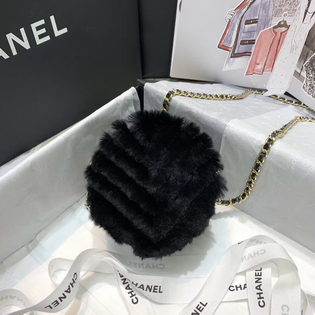Chanel Wool sheepskin & Gold-Tone Metal AP0366 black 