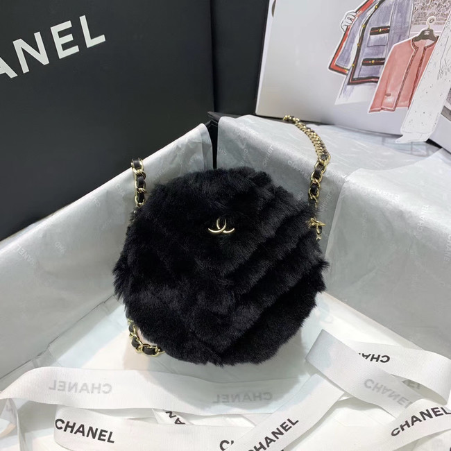 Chanel Wool sheepskin & Gold-Tone Metal AP0366 black