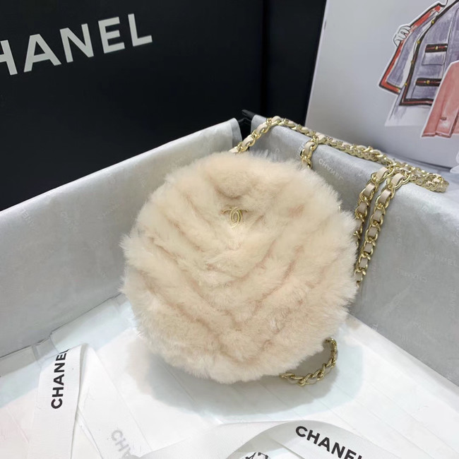 Chanel Wool sheepskin & Gold-Tone Metal AP0366 white