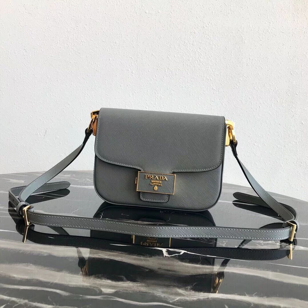 Prada Embleme Saffiano leather bag 1BD217 grey