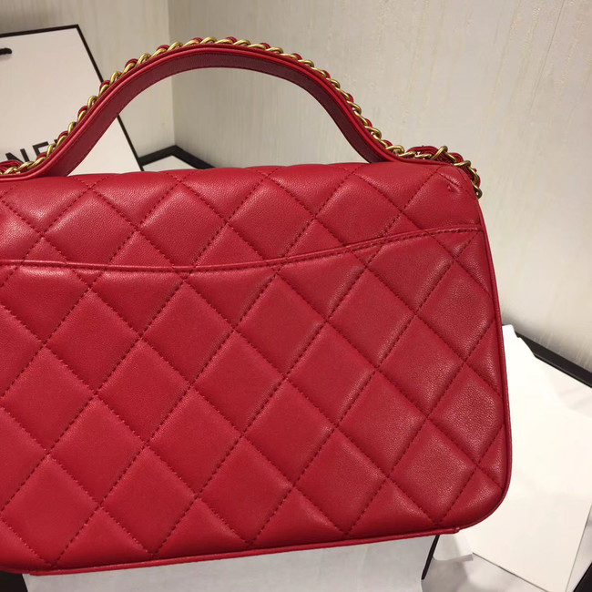 Chanel flap bag leather & Gold Metal AS0970 red