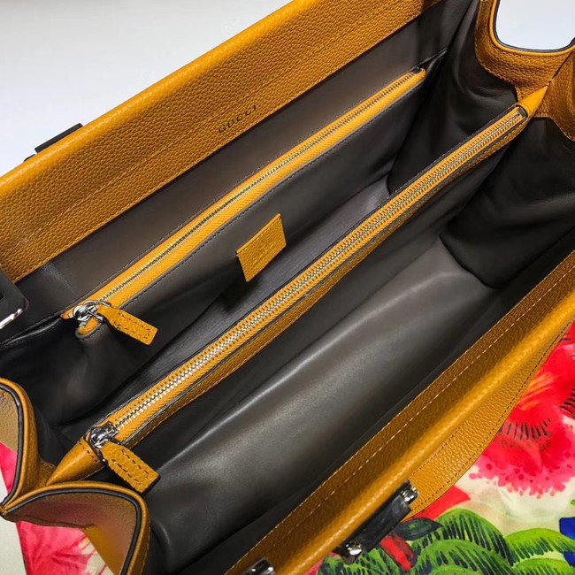 Gucci Zumi grainy leather medium top handle bag 564714 yellow
